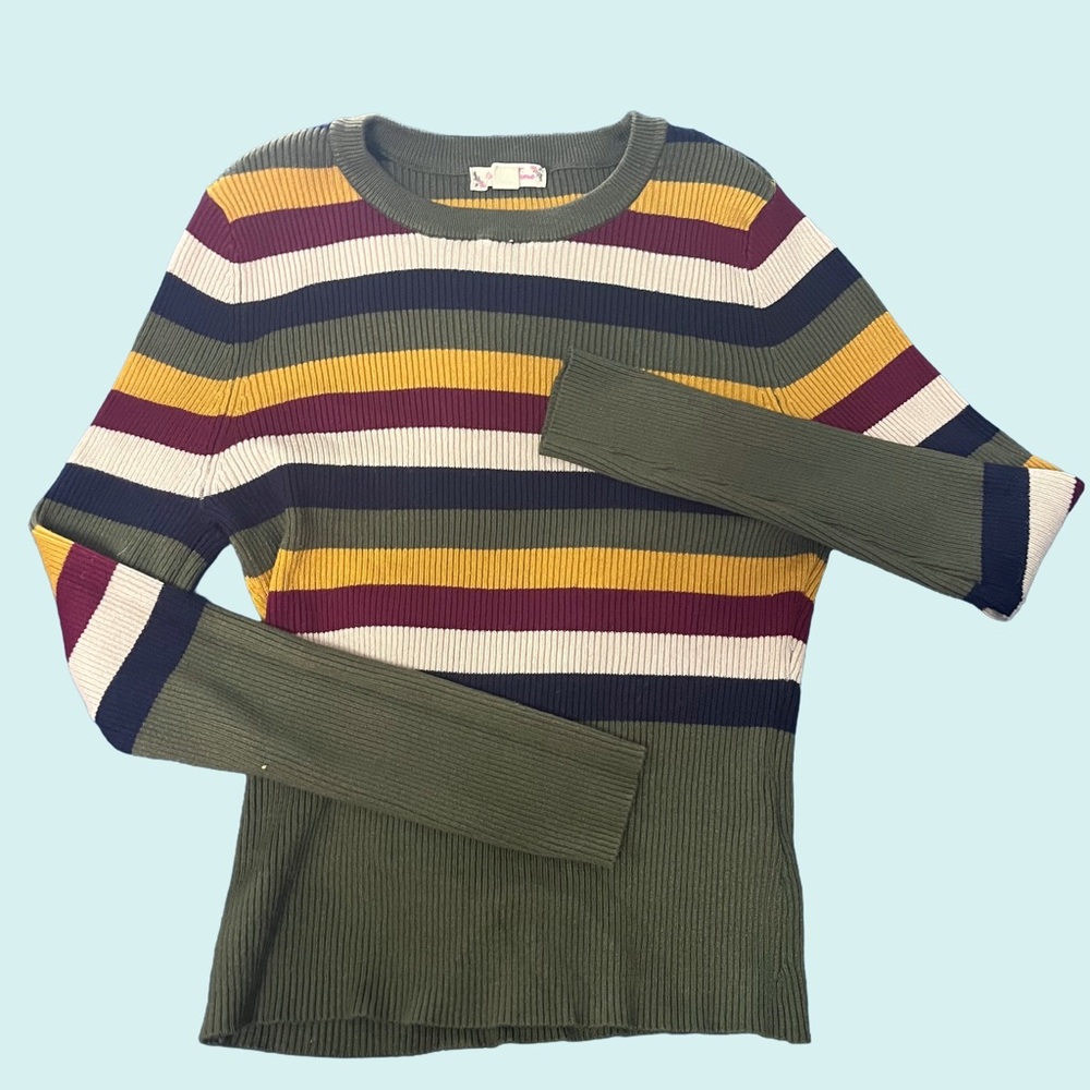 It's Our Time Multicolor Striped Crew Neck Sweater